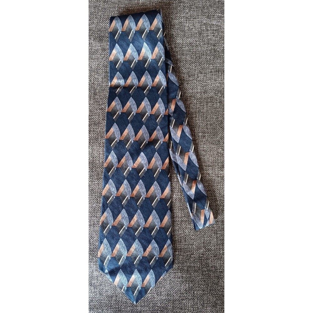 Tie 70s 80s 90s Y2K Mens Allyn ST George Blue Geometric 4 Wide 57 Long